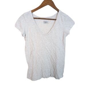 ATHLETA Light Gray Cotton V Neck Tee Shirt